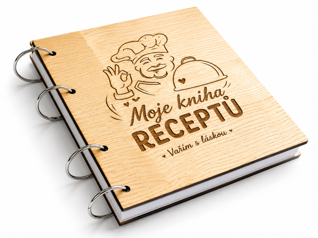 Dřevěná kniha Moje recepty